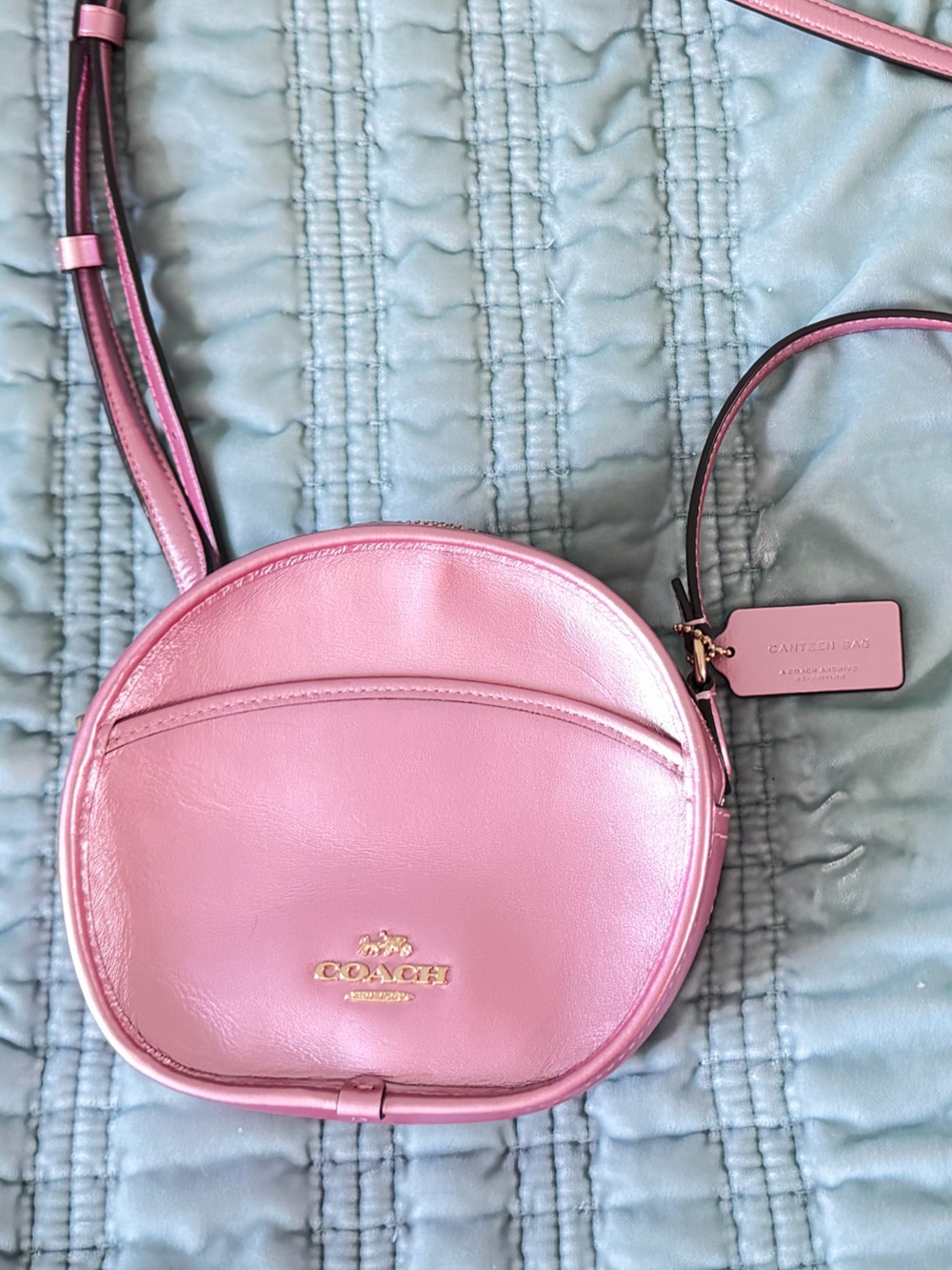 Coach Canteen metallic Pink Leather Crossbody Bag